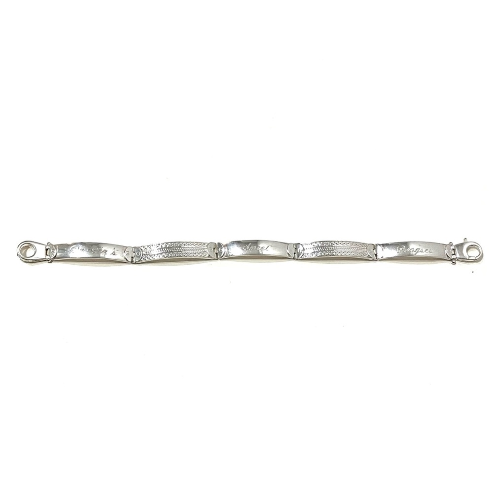 Sterling Silver 925 Vintage Engraved Panel Bracelet 7.5”